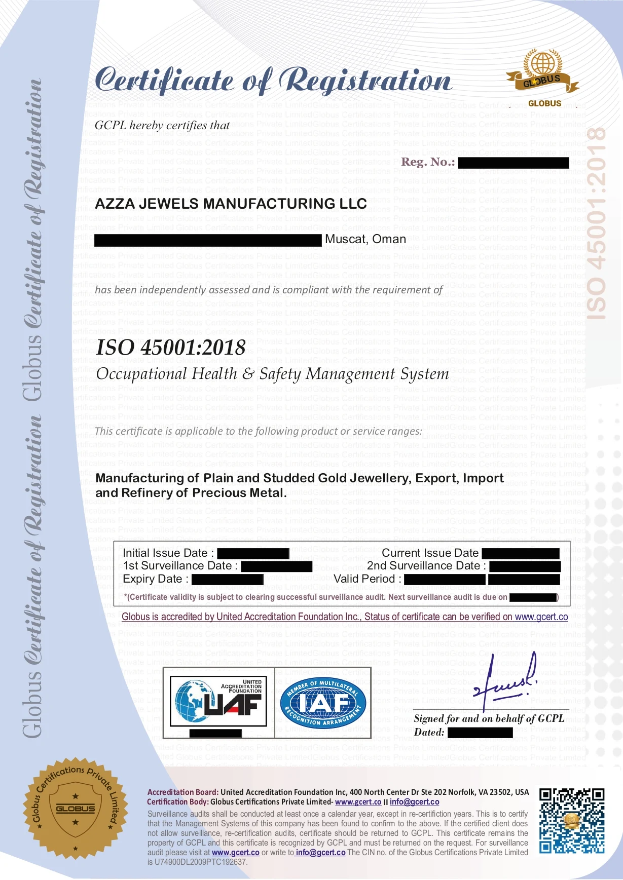 ISO 45001-2018 Certificate