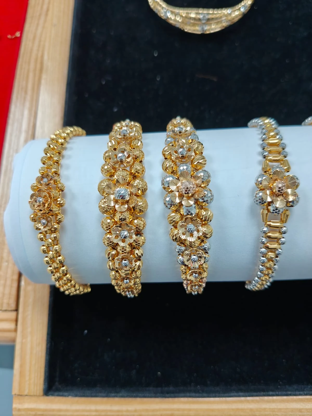 CNC-crafted gold bangles